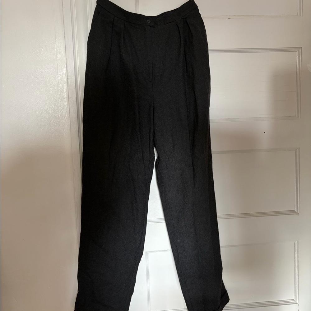 Classic Charcoal 100% Wool Pleated Trousers